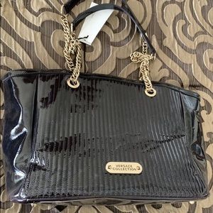 Versace Yuric Tote Shoulder Bag Eggplant 796433